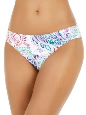 Lauren Ralph Lauren WHITE PAISLEY Captiva Hipster Bikini Swim Bottom, US 14